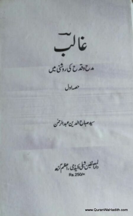 Ghalib Madh o Qadah Ki Roshni Mein, غالب مدح و قدح کی روشنی میں